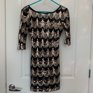 Rose gold sequin mini dress